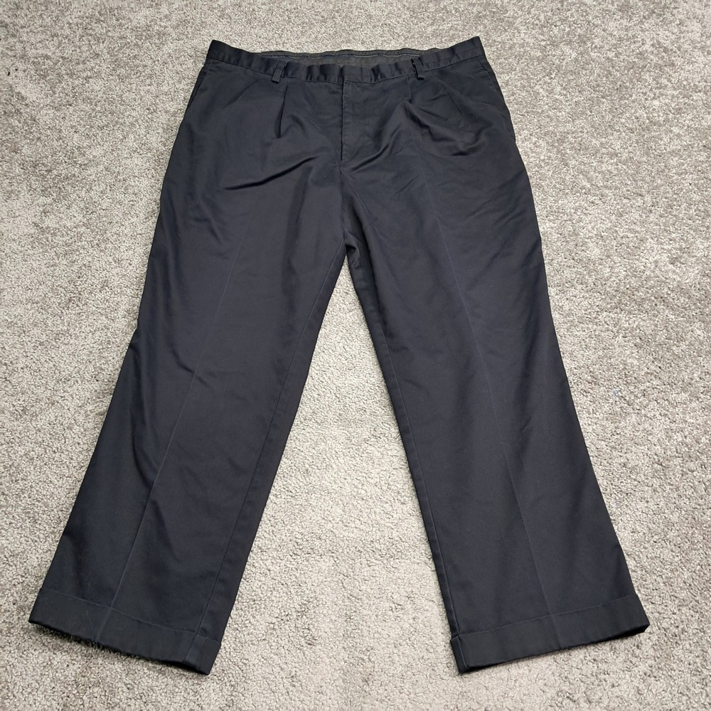 Dockers Mens Stain Defender Pleated Chinos Black Cotton Dress Pants 40x29 6748